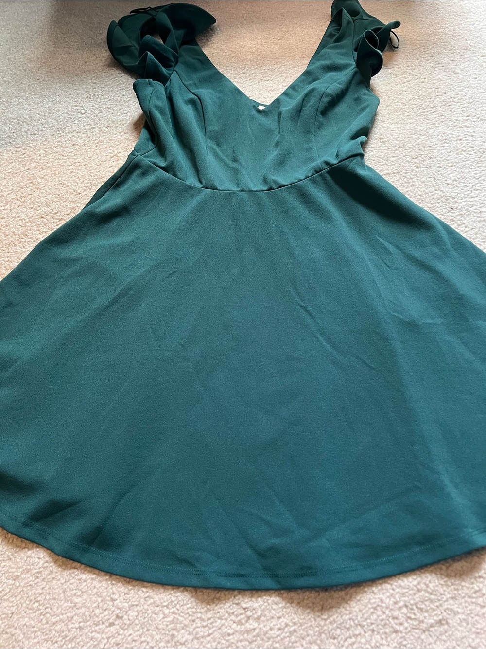 miami Deep Teal V-Neck Ruffle Sleeve Mini Dress